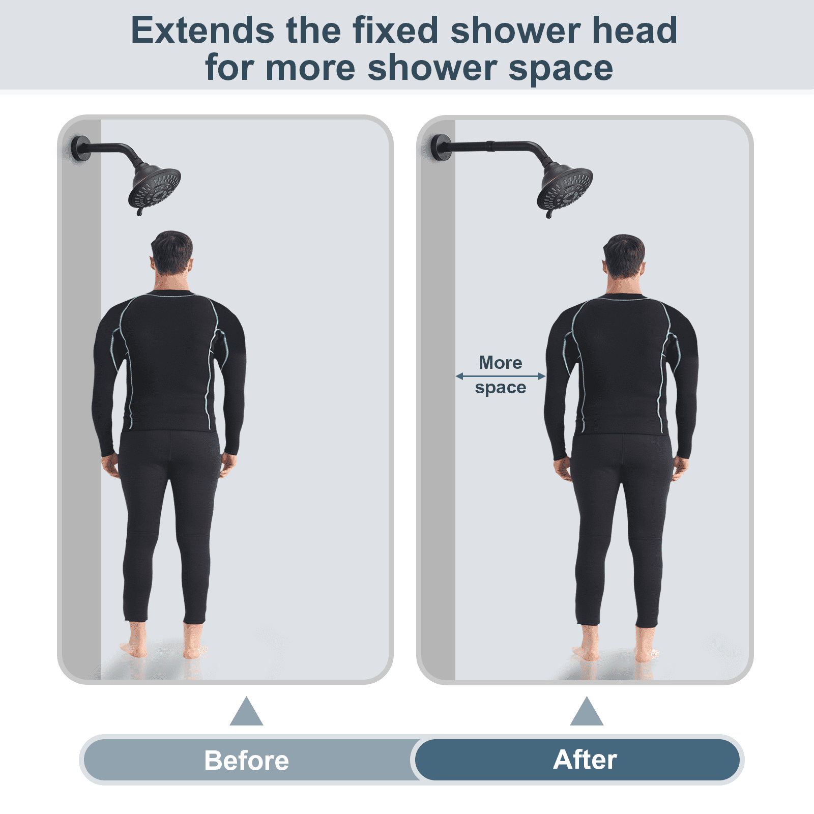 BRIGHT SHOWERS 6 Inch Shower Arm Extender – Oil Rubbed Bronze, Stainless Steel, Rain Shower Head