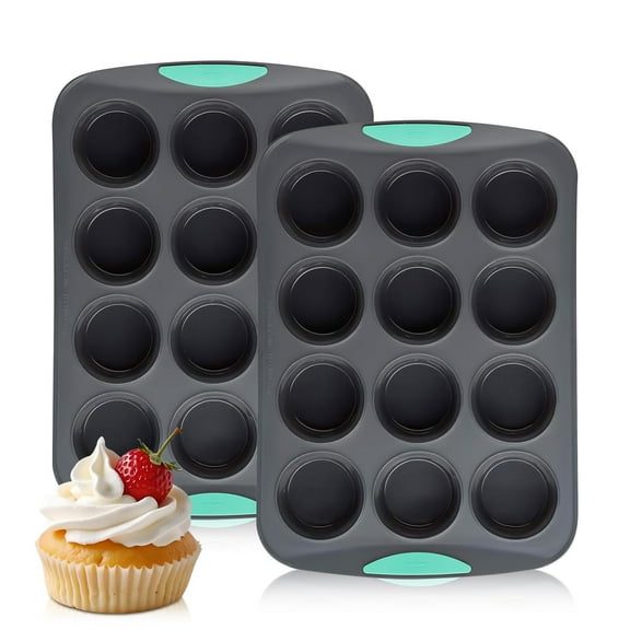 Silicone Muffin Pan, 12-Cup Nonstick Cupcake Pan with Metal Reinforced Frame, BPA Free, Oven Safe, Send Goods from Local Warehouse