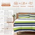 thumbnail image 6 of Green and Duvet Cover Set King Size, Dark Blue Stripe Geometric Abstract Striped 4 Piece Soft Microfiber Bedding Set with 1 Duvet Cover, 1 Flat Sheet, 2 Pillowcases, 6 of 9