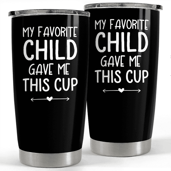 SANDJEST 20oz Stainless Steel Tumbler Gifts for Dad from Daughters Sons Insulated My Favorite Child Gave Me This Cup Travel Mug Christmas Father's Day