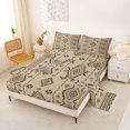 thumbnail image 2 of jejeloiu Rich Aztec Bed Sheets,Rustic Tribal Full Size Sheets For Boys,Beige Brown,4-Piece,1 Flat Sheet, 1 Fitted Sheet and 2 Pillowcases, 2 of 6