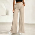 thumbnail image 2 of Wide Leg Palazzo Pants for Women Elastic Waist Summer Work Trousers Straight Leg Dressy Pants with Pockets Teacher Outfits L, 2 of 6