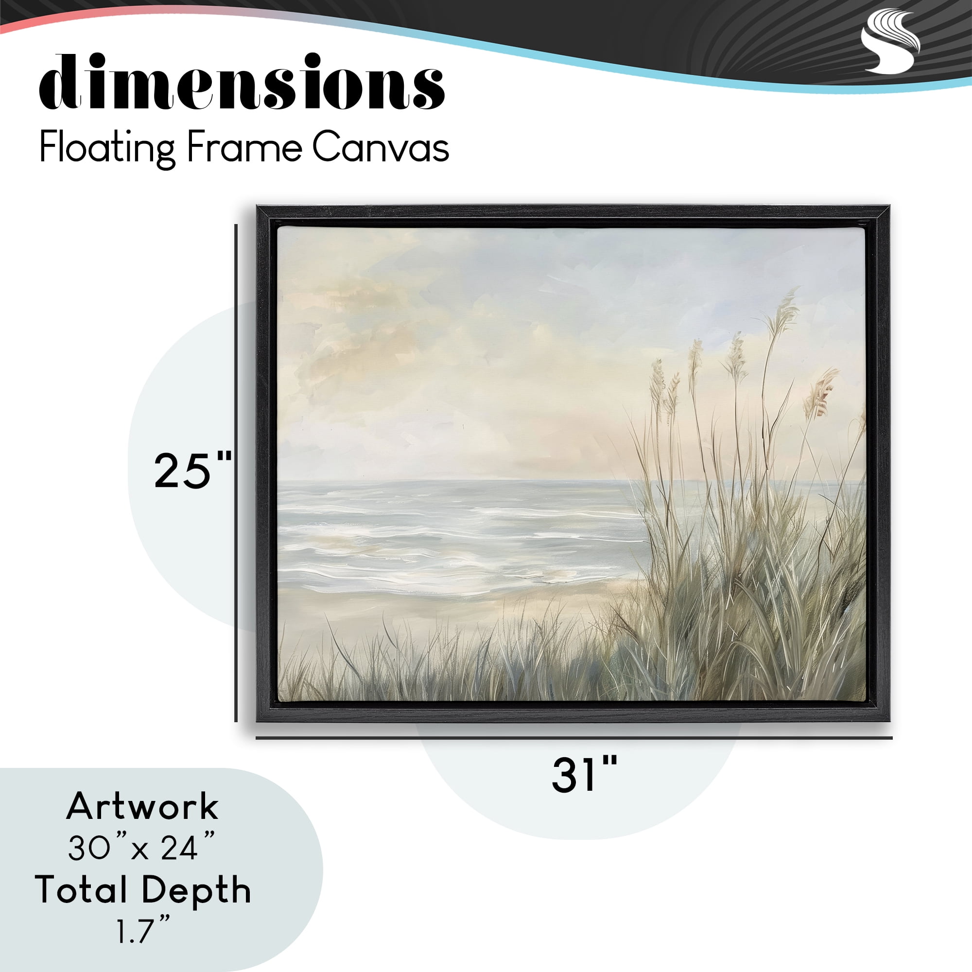 Stupell Industries Scenic Beach Dunes at Dawn Black Framed Floater Canvas Wall Art, design by Petal Prints Design