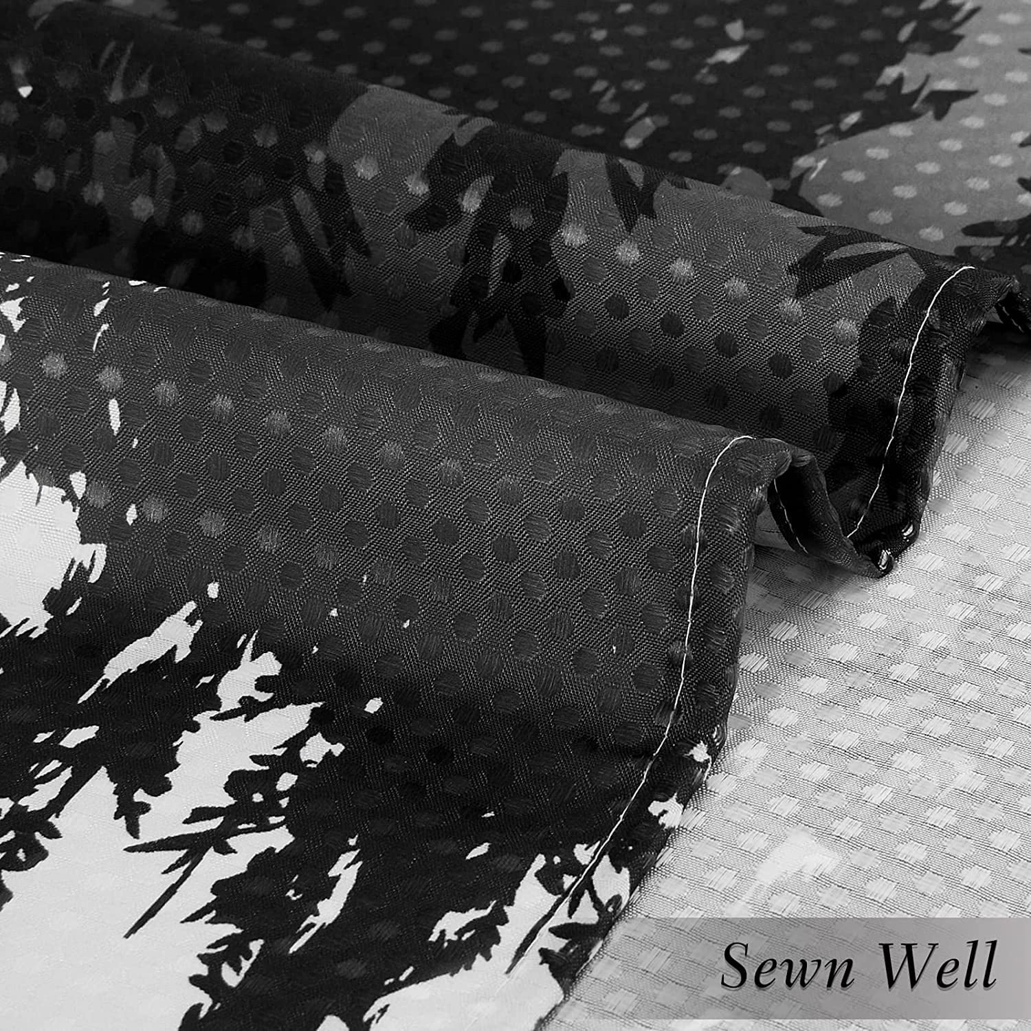 Shower Curtain Black Forest Shower Curtain Set Mountain Tree Shower Curtains for Bathroom Waffle Ombre Plant Bath Curtains Bathroom Decor Water Repellent Washable Machine, 72x72 Inches
