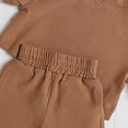 thumbnail image 4 of Ulanda Toddler Girls Summer Outfits Cotton Solid T-Shirt & Biker Shorts Set for Little Girls 2 Pcs Tracksuits (Brown, 3-4 Years), 4 of 4