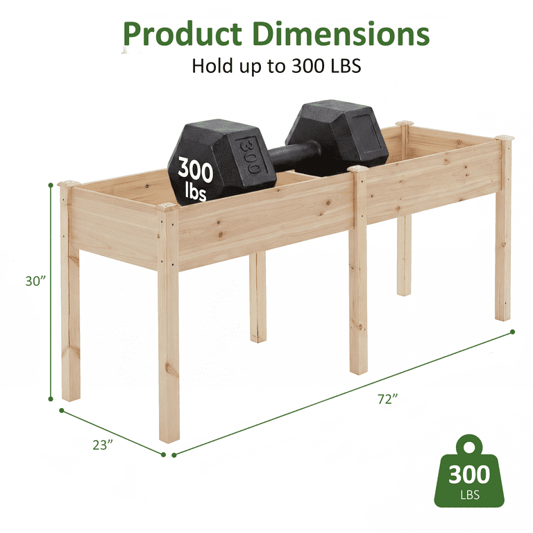 Liferecord Elevated Wooden Raised Garden Bed, 72x23x30 in photo 6
