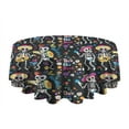 thumbnail image 5 of Day Of the Dead Halloween Pattern Round Tablecloth 60"x60",Wrinkle Wipeable Table Cloth for Kitchen Dining Room Picnic Patio Party, 5 of 6