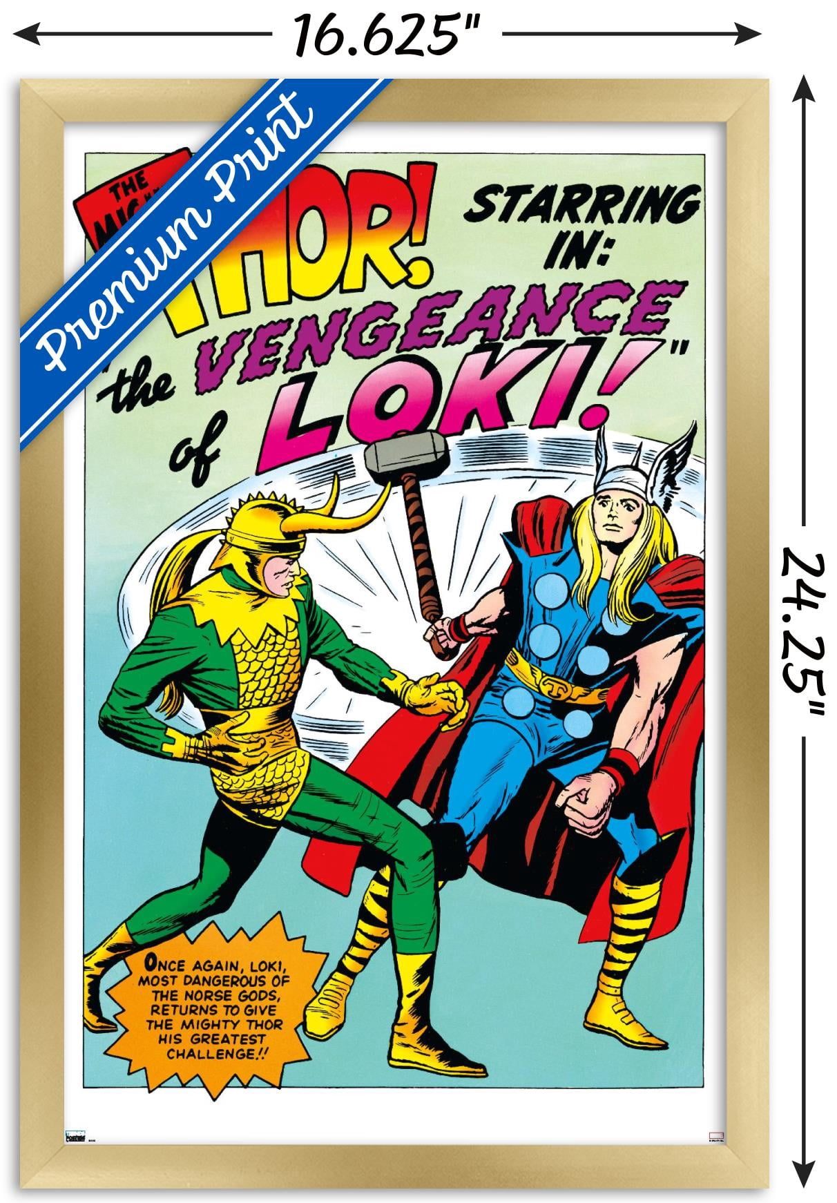 Marvel Comics - Loki - The Might Thor Wall Poster, 14.725" x 22.375", Framed