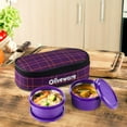 thumbnail image 4 of SOPL-OLIVEWARE Deniz Lunch Box, 2 Stainless Steel Containers (450 ml Each), Leak Proof & Microwave Safe, Insulated Fabric Bag, Full Meal & Easy to Carry (Voilet), 4 of 4