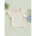 thumbnail image 2 of Arvbitana Toddler Baby Girls Boys Solid Color T-shirt Short Sleeve O Neck Sweatshirt Summer Casual Loose Pullover Top Basic Tee 6M-4T, 2 of 8