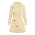 thumbnail image 5 of Otntypg Womens Lightweight Asymmetrical Sweaters Cable Knit Long Sleeve Turtleneck Shirts Casual Fall Button Down Irregular Hem Tunic Sweater Tops Beige L, 5 of 7