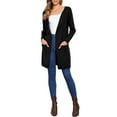 thumbnail image 2 of Sweater Cardigan for Women Fall Outerwear Open Front Long Sleeve Mid Long Knit Coatigan Jacket M Black, 2 of 6