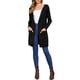 thumbnail image 2 of Suéter cárdigan para mujeres, abrigo de otoño, abierto al frente, de manga larga, abrigo de punto medio largo, chaqueta L negra, 2 of 6