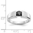 thumbnail image 5 of 14K White Gold Ring Band Men's Diamond Round Black Mens, Size 6, 5 of 5