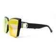 thumbnail image 3 of Womens Color Mirror Oversized Half Rim Shield Cat Eye Plastic Fashion Sunglasses Matte Black - Orange Mirror, 3 of 4