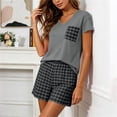 thumbnail image 4 of Ynynloco Womens Pajama Sets Short Sleeve Pajamas for Women Sets Soft Comfy Lounge Sets Casual V Neck Loungewear Sleepwear PJS, 4 of 8