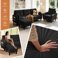 thumbnail image 3 of Soscana Corduroy Living Room Furniture Set,Convertible Sectional Sofa with Storage Ottoman & Accent Chair,3 Seat L Shaped Couch with Reversible Chaise & Side Pockets, for Living Room Office Apartment, 3 of 7
