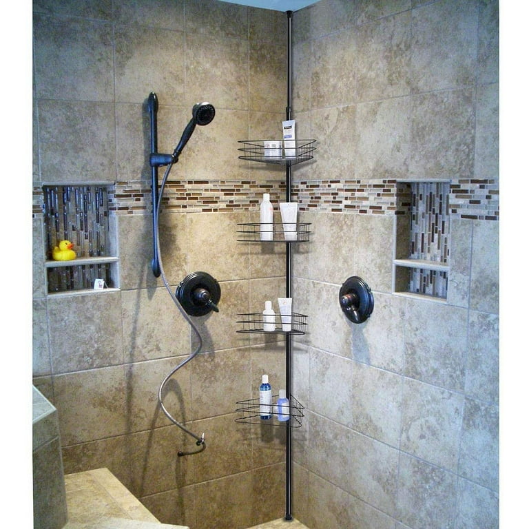 Telescopic Shower Rack with 4 Tier Expandable Bath Shelf Bath Shower Corner  Caddy Tension Pole Corner Caddy - China Corner Shelf, Bathroom Shelves