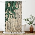 thumbnail image 2 of Stall Vintage Green Nautical Octopus Shower Curtain Mermaid Funny Ocean Kraken Shower Curtains for Bathroom Cool Anchor Coastal Map Waterproof Fabric Bath Curtain Decor 36x 72, 2 of 6