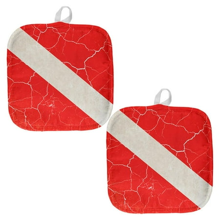 

Diver Down Distressed Weathered Flag All Over Pot Holder (Set of 2)