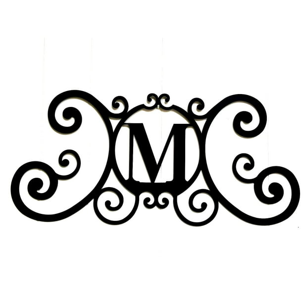 Bookishbunny Scrolled Iron Black Metal Letter Monogram Personalized Initial Wall Art Family Name Plaque Classic Decoration Com - Monogrammed Initials For Wall
