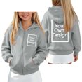 thumbnail image 6 of NAISIBABY Girls' Fleece-Lined Sweatshirt – Solid Color Long Sleeve Hooded Zip-Up Casual Jacket Gray Size 11, 6 of 7