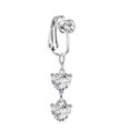 thumbnail image 1 of Fake Navel Piercing Clip On Navel Ring Heart Crystal Silver, 1 of 2