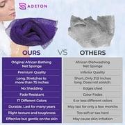 African Net Sponge, Authentic, Real, Black Owned, Exfoliating Bath Wash Cloth, Long Sponge, Body Exfoliator, Sapo, Shower Bath Accessories, Back Foot Scalp Scrub, Flat Dead Skin Remover (Purple)