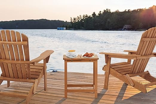 D-road Half Pre-Assembled Folding Adirondack Chair, Set of 2, Outdoor Wood Patio Chair for Backyard/Pool/Beach,Brown