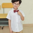 thumbnail image 2 of RUTAYY Children Boyssummer Blouse Short Sleeved Button Down White Shirt Lightweight and Versatile Suitable Classic Style, 2 of 9