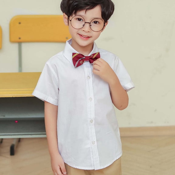 Adeawade Boy Tops Short Sleeve Tee Summer Boys' Children'S Button Down White Shirt Lightweight And Adorable Wear 12-13 Years White