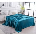 thumbnail image 2 of Soft Blanket Solid Color Coral Fleece Plush Microfiber Blanket Turquoise Full Fleece, 2 of 5