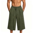 thumbnail image 3 of Men's Wide Leg Casual Baggy Japanese Yoga Harem Pants Hip Hop Cropped Pants Loose Fit Size 3XL Army Green, 3 of 5