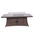 thumbnail image 2 of Direct Wicker Outdoor Rectangular Patio Fire Dining Table for 6 with Fire Glass Bead, Brown, 2 of 9