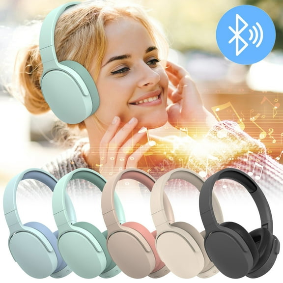 Jacenvly 2024 New Earphones Wireless Bluetooth Headphones Over-Ear Wireless Headphones Stereo Foldable Lightweight Deep Bass For Home Office Cell Phones Pc Wireless Headphones Dark Gray