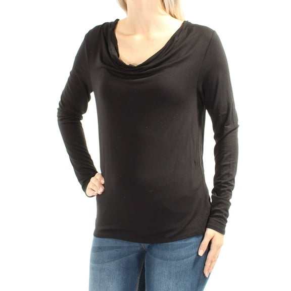BAR III Womens Black Long Sleeve Scoop Neck Top Size: XS