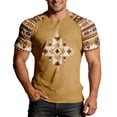 thumbnail image 1 of T-shirt à Manches Courtes en Denim Imprimé Western pour Hommes, Col Rond, pour Tenue Décontractée Quotidienne, Style Sud-Ouest, Coupe Décontractée et Graphique, 1 of 5