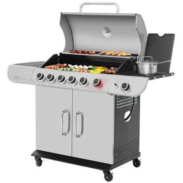 Royal Gourmet SG6002 Classic 6-Burner 71000-BTU LP Gas Grill with Sear Burner and Side Burner, Stainless Steel