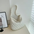 thumbnail image 2 of Bolsa De Hombro Bolso Bolso de hombro de moda para mujer, bolso de mano acolchado con patrón de rombos (blanco), 2 of 5