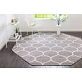 thumbnail image 2 of Unique Loom 3151574 5 x 5 ft. Rounded Trellis Frieze Octagon Rug, Light Gray, 2 of 5
