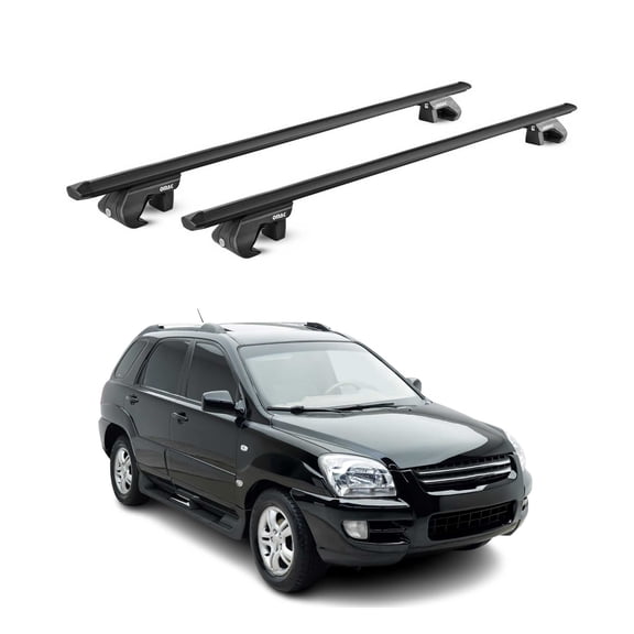 OMAC Roof Rack Cross Bars Luggage Carrier for Kia Sportage 2005-2010 Alu Black 2Pcs