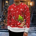 thumbnail image 3 of Mens Christmas Sweatshirt Long Sleeve Loose Casual Crewneck Snowflake and Reindeer Print Pullover Sweatshirts, 3 of 5
