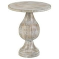 thumbnail image 2 of Niko 24 Inch Artisan Round Accent Table, Pedestal Design, Oak White Wood, 2 of 5