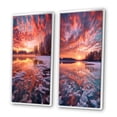 thumbnail image 3 of Designart "Icy Lake Under Pastel Sunlight II" Lake Framed Wall Art Set Of 2 - Lake House Yellow Framed Canvas Set For Living Room Decor, 3 of 6