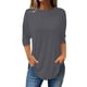 thumbnail image 1 of Ploknplq Tunic Tops for Women Loose Fit Dressy,Elbow Length Tee Shirts for Women,Womens Tunic Tops,Pure Round Neck Three Quarter Sleeve Top,Plaid Shirts for Women,Split Hem Top for Women Dark Gray M, 1 of 6