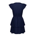 thumbnail image 6 of VSSSJ Women's Ruffle Sleeve Layered Casual Summer Dresses Swing Flounce Hem Crewneck Solid Color Elastic Waist Cocktail Short Dress, 6 of 9