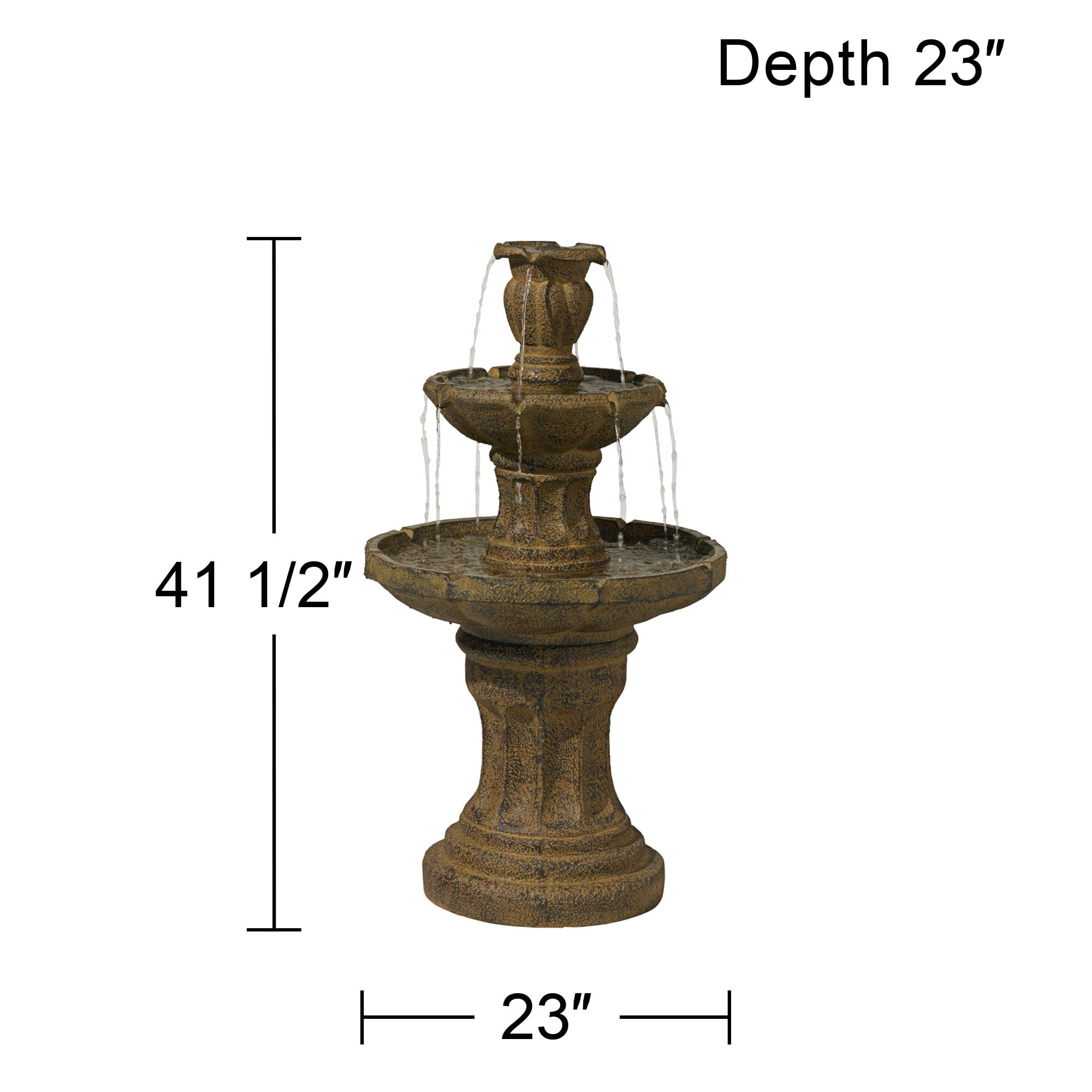 Tuscan Garden 41 1/2" High Large Traditional Italian Indoor Outdoor Decor Dark Faux Stone Floor Fountain Tiered