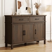 ROGALIS 48 Inches Buffet Cabinet with Storage, Farmhouse Sideboard Buffet with Adjustable Shelves, Brown