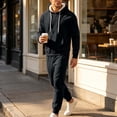 thumbnail image 2 of successthop Sweatsuits for Men 2 Piece Hoodies and Joggers Set Fleece Line Long Sleeve Tops Fall Tracksuit with Pockets, 2 of 9