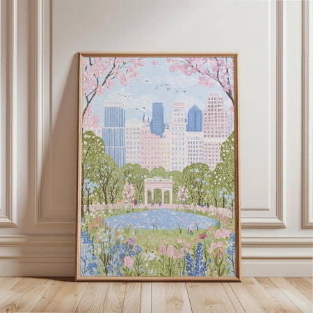 Central Park Spring Print, Nyc Cherry Blossom Wall Art, Unframed Paper Poster 8x10in
